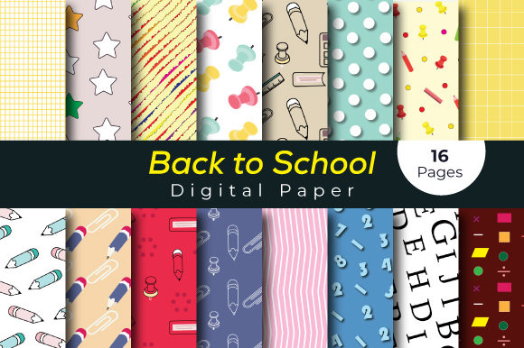 Back to School Digital Paper Pattern