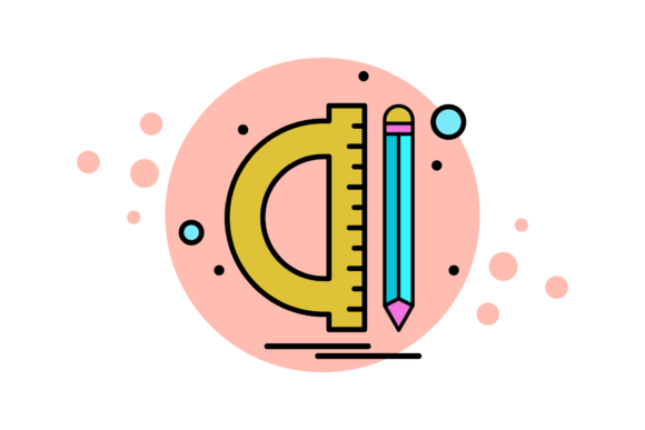 Back to School Ruler and Pencil Bubble Design Set